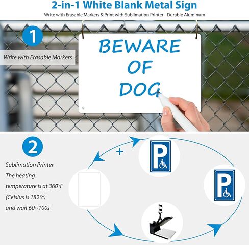 4 Pcs White Blank Sign Metal, 0.8mm Sublimation Metal Signs Blank, Rust Free, UV Protected and Weatherproof for Diy Parking Garden Advertising Sign (White, 12" x 8") in Kuwait