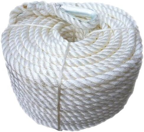 Three-Strand Nylon Anchor Rope with Stainless Steel Thimble – Pre-Spliced Marine-Grade Anchor Line – Twisted Nylon Rope for Boats – 3/8" x 200' in Saudi Arabia