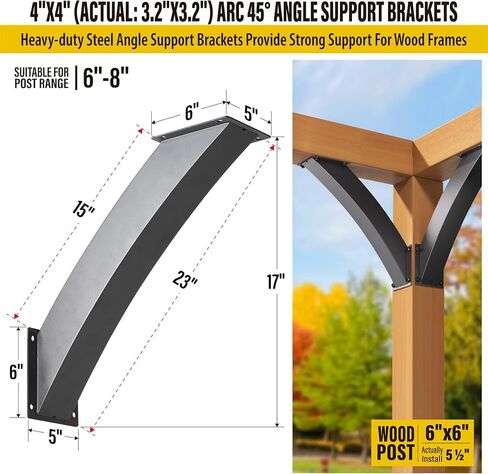 AECXM للخدمة الشاقة 4 × 4 بوصة (الفعلي: 3.2 بوصة × 3.2 بوصة) دعامات دعم زاوية بزاوية 45 درجة، لشرفات المراقبة والطوابق والشرفات والكبائن الخشبية وغيرها من العريشة بزاوية الإطار الخشبي (8 دعامة) in Kuwait