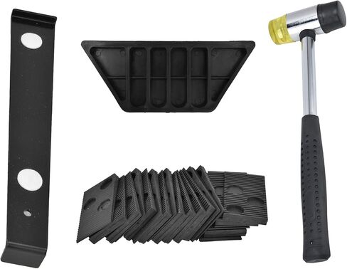 Flooring Installation Kit Laminate Tool with Rubber Hammer, Pull Bar, Tapping Block, 20Pcs Spacers, Wood Laminate Flooring Tools, Durable and Easy to Use for House Decoration in Kuwait