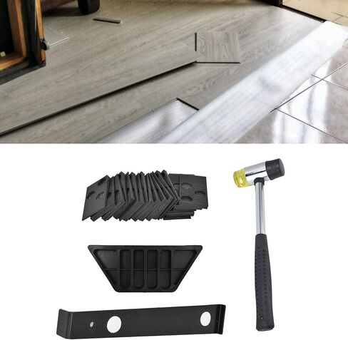 Flooring Installation Kit Laminate Tool with Rubber Hammer, Pull Bar, Tapping Block, 20Pcs Spacers, Wood Laminate Flooring Tools, Durable and Easy to Use for House Decoration in Kuwait