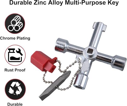 1 Pack 4 Way Sillcock Key Set, Equipped with Bits,Multi Functional Water Key, Cross Key,Water Shut Off Tool, Water Spigot Key, Suitable for Valve, Faucet and Spigots in Saudi Arabia