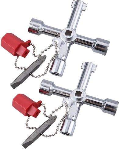 1 Pack 4 Way Sillcock Key Set, Equipped with Bits,Multi Functional Water Key, Cross Key,Water Shut Off Tool, Water Spigot Key, Suitable for Valve, Faucet and Spigots in Saudi Arabia
