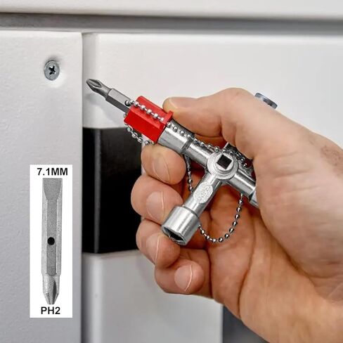 1 Pack 4 Way Sillcock Key Set, Equipped with Bits,Multi Functional Water Key, Cross Key,Water Shut Off Tool, Water Spigot Key, Suitable for Valve, Faucet and Spigots in Saudi Arabia