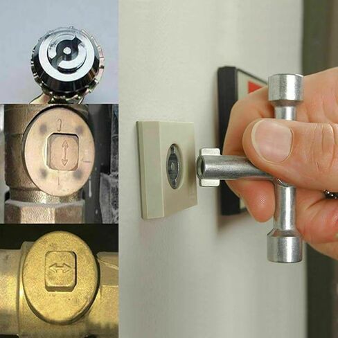 1 Pack 4 Way Sillcock Key Set, Equipped with Bits,Multi Functional Water Key, Cross Key,Water Shut Off Tool, Water Spigot Key, Suitable for Valve, Faucet and Spigots in Saudi Arabia