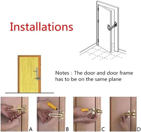 مشبك باب أمان قوي وشديد التحمل، قفل سلسلة باب أمان مضاد للسرقة، مشبك قفل (ذهبي) in Saudi Arabia