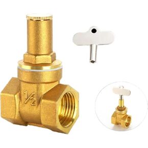1PCS 1/2" 3/4" 1" Brass gate Valve with Inner Lock Triangle Key Water Pipe Water Meter Front Anti-Theft Lock Valve(1-1/2") in Kuwait