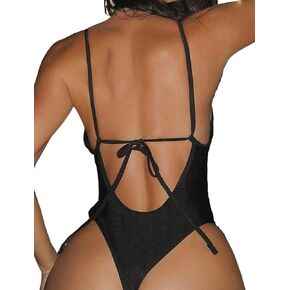 بدلة سباحة مثيرة من قطعة واحدة من HYTENSUN للنساء برقبة على شكل حرف V عميقة وقصة عالية وربطة سفلية من الخلف in Kuwait