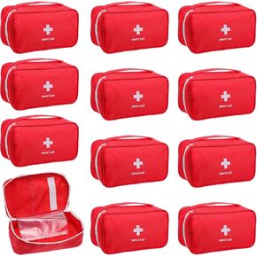 12 حقيبة إسعافات أولية فارغة، حقيبة طوارئ فارغة، حقيبة إسعافات أولية، حقيبة تخزين طبية محمولة للتخييم والمشي لمسافات طويلة والسفر والمكتب المنزلي (أحمر) in Kuwait
