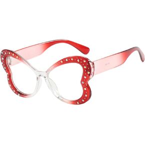 Butterfly Shape Glasses for Women Lightweight Retro Cat Eye Frame Blue Light Blocking Clear Flat Lens in Kuwait