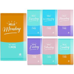 Hello Monday Wipes | Hand Wipes Individually Wrapped | 1 Pack 56 Counts | Seven Styles | Travel Essentials | Office & Classroom Must-Haves in Kuwait