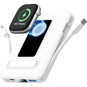 for Magsafe Battery Pack, 10000mAh Power Bank for iPhone with Built-in Cables, 20W Fast Charging Magnetic Wireless Portable Charger with Stand for iPhone 17/16/15/14/13/12/Apple Watch Series in Saudi Arabia