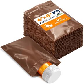 أكياس بسحاب كهرماني واقية من الأشعة فوق البنفسجية مقاس 4 × 6 بوصات، عبوة مكونة من 50 كيسًا - أكياس بلاستيكية مانعة للضوء قابلة للإغلاق لتغليف المنتجات الحساسة للضوء، شديدة التحمل بسمك 3 مل، تخزين مقاوم للرطوبة in Kuwait