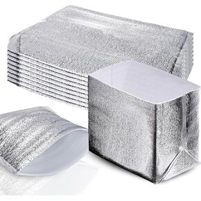 10 قطع من بطانات الصناديق المعزولة من رقائق الألومنيوم السميكة مقاس 13.39 × 10.24 × 9.45 بوصة أكياس حرارية للغداء والوجبات الجاهزة والزهور والمأكولات البحرية والفاكهة والأطعمة المجمدة in Kuwait