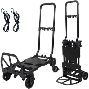 2-in-1 Black Folding Small cart, Outdoor Cargo handling Vehicle, Flatbed Trailer with a Load Capacity of 330 pounds (1, Green+Black Brake) in Saudi Arabia