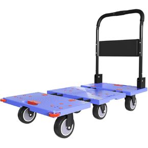 WUD 1323 lbs Heavy Duty Folding Platform Cart with Extendable Deck (31''–39''), 6-Wheel Support, 4'' Quiet Casters, Thick Reinforced Flatbed Dolly for Warehouse, Garage & Moving in Kuwait
