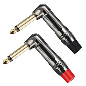 10 قطعة مقبس أحادي 6.35 مللي متر الزاوية اليمنى 6.3 مللي متر ذكر موصل قابس 1/4 بوصة التوصيل ميكروفون (أسود) in Kuwait