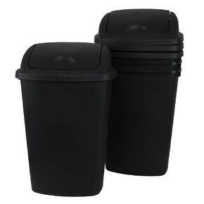 علبة قمامة يورايت 4 عبوات سعة 13 جالون مع غطاء متأرجح، سلة مهملات المطبخ البلاستيكية، أسود in Kuwait