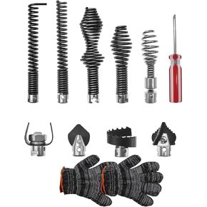 10 قطع من قاطع ثعبان الصرف ومجموعة قطع مثقاب الصرف مع قفاز مناسب لكابل ثعبان الصرف RIDGID C8 62270/قاطع عالي التحمل/مثاقب مناسب لكابلات الصرف المقسمة RIDGID 5/16 بوصة، 3/8 بوصة، 5/8 بوصة in Kuwait