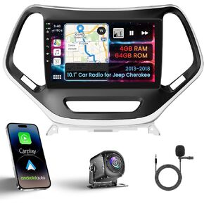 12.1" Touch Screen Car Radio for Jeep Grand Cherokee Radio Upgrade 2014 2015 2016 2017 Stereo with Wireless Carplay Android Auto WiFi GPS Navigation 4G+64G, FM/RDS Radio, Bluetooth, Backup Camera in Kuwait
