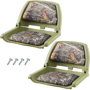 2 Pack High Back Folding Boat Seats - 23.2"x15.5" Thick Elastic Cushio Boat Chair, Waterproof Fishing Chairs for Bass Tracker for Sightseeing Boats, Speedboat (High-Camouflage) in Kuwait