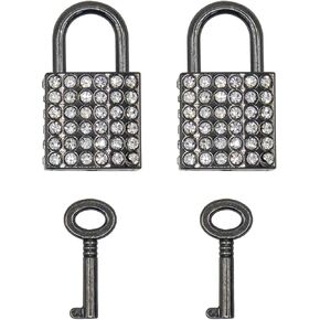 2-حزمة من الأقفال الفضية المزخرفة، أقفال مربعة صغيرة من سبائك الزنك للأمتعة/الخزائن/المجوهرات in Kuwait