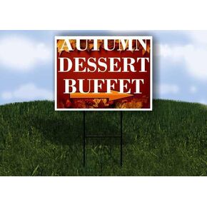 Autumn Dessert Buffet Autumn Frame Colorful Maple Leaves On Red Background Directional Arrows A-Frame Double Sided 23x23 in. sign in Kuwait