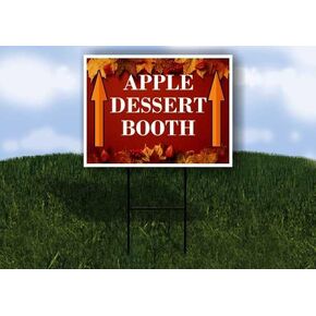 Apple Dessert Booth Autumn Frame Colorful Maple Leaves On Red Background Directional Arrows A-Frame Double Sided 23x23 in. sign in Kuwait