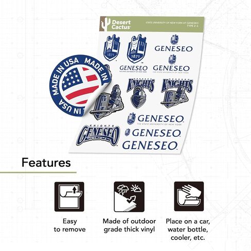 Desert Cactus State University of New York Geneseo Sticker SUNY Knights Vinyl Decals Laptop Water Bottle Car Scrapbook Sheet (Type 2) in Saudi Arabia