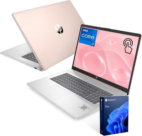 HP Business 17.3" Laptop, 17.3" HD+ Touchscreen, Intel Core i7-1355U, 16GB RAM, 1TB SSD, Webcam, HDMI, Backlit KB, FP Reader, Wi-Fi 6, Win 11 P, Pale Rose Gold, ADATA 512 External SSD Bundle in Kuwait