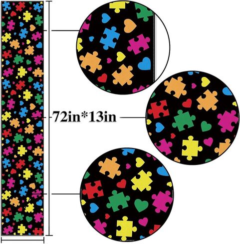 Nepnuser Autism Awareness Table Runner Puzzle Piece Heart Love Needs No Words April Decoration Home Kitchen Dining Room Decor in Saudi Arabia