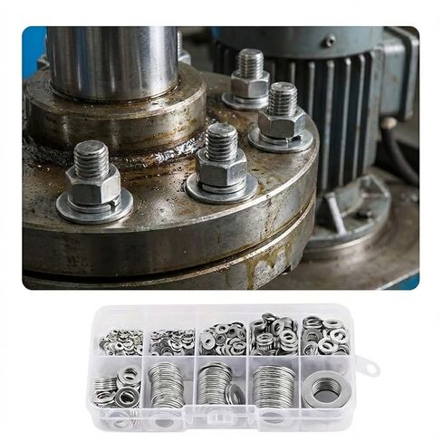 180pcs Stainless Steel Flat Washer Assortment, Metric M2 to M10 Metal Sealing Rings, Polished Spacer Kit for Screws Bolts and DIY Repair in Saudi Arabia