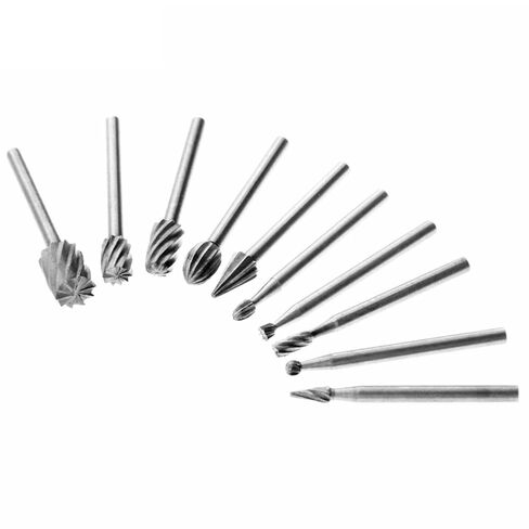 1/8 HSS توجيه راوتر لقمة ثقب مجموعة ل نتوءات دوارة من الكربيد أدوات الخشب حجر المعادن الجذر نحت قاطعة المطحنة 10 قطعة in Kuwait