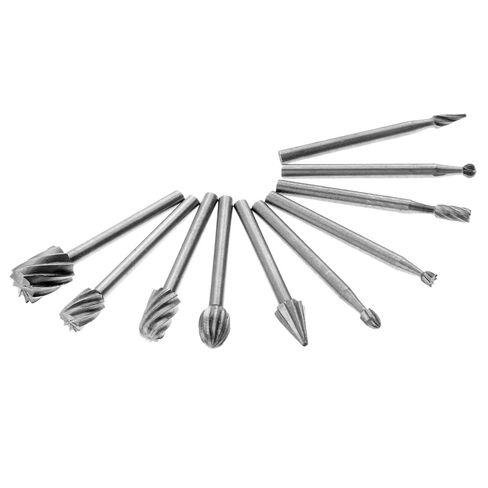 1/8 HSS توجيه راوتر لقمة ثقب مجموعة ل نتوءات دوارة من الكربيد أدوات الخشب حجر المعادن الجذر نحت قاطعة المطحنة 10 قطعة in Kuwait