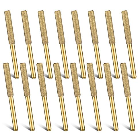 Gold Diamond Coated Cylindrical Burr 4-5.5mm Chainsaw Sharpener Stone File Chain Saw Sharpening Carving Grinding Power Tools Kit(Silver 5pcs 4mm) in Saudi Arabia