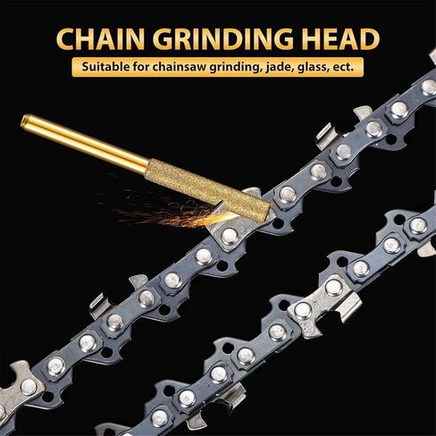 Gold Diamond Coated Cylindrical Burr 4-5.5mm Chainsaw Sharpener Stone File Chain Saw Sharpening Carving Grinding Power Tools Kit(Silver 5pcs 4mm) in Saudi Arabia