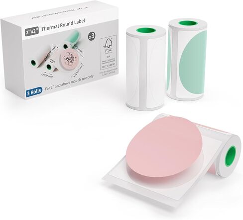 52mm x 30mm White Thermal Gap Label Paper, 3 Rolls for JD-23 Mini Printer, Self-Adhesive, BPA-Free, Waterproof, Black Monochrome Printing in Saudi Arabia