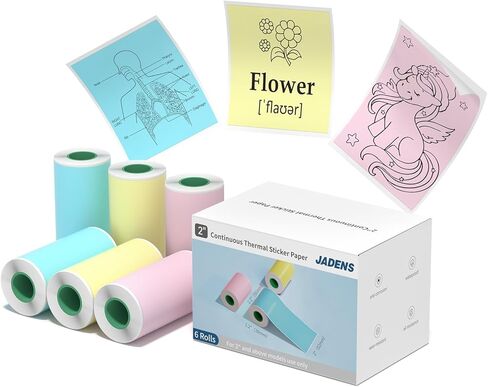 52mm x 30mm White Thermal Gap Label Paper, 3 Rolls for JD-23 Mini Printer, Self-Adhesive, BPA-Free, Waterproof, Black Monochrome Printing in Saudi Arabia
