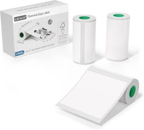 52mm x 30mm White Thermal Gap Label Paper, 3 Rolls for JD-23 Mini Printer, Self-Adhesive, BPA-Free, Waterproof, Black Monochrome Printing in Saudi Arabia