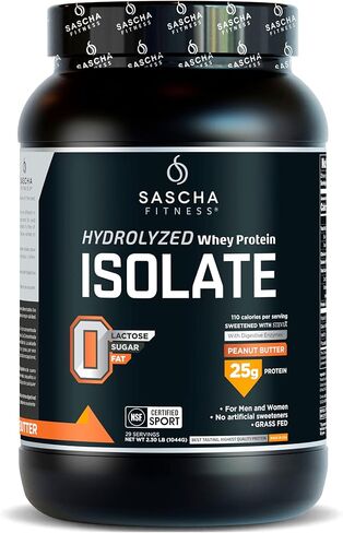 SASCHA FITNESS Hydrolyzed Whey Protein Isolate,100% Grass-Fed (2.3 Pounds, Peanut Butter) in Saudi Arabia