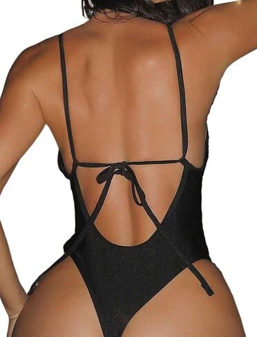 بدلة سباحة مثيرة من قطعة واحدة من HYTENSUN للنساء برقبة على شكل حرف V عميقة وقصة عالية وربطة سفلية من الخلف in Kuwait