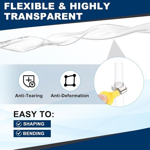أنابيب فينيل PVC من PATIKIL، مقاس 9/16 بوصة معرف × 11/16 بوصة OD أنبوب بلاستيكي شفاف مرن مع مشبكين للخرطوم، أنبوب خط خرطوم لأنابيب الفينيل الصناعية متعددة الأغراض، 33 قدمًا in Kuwait