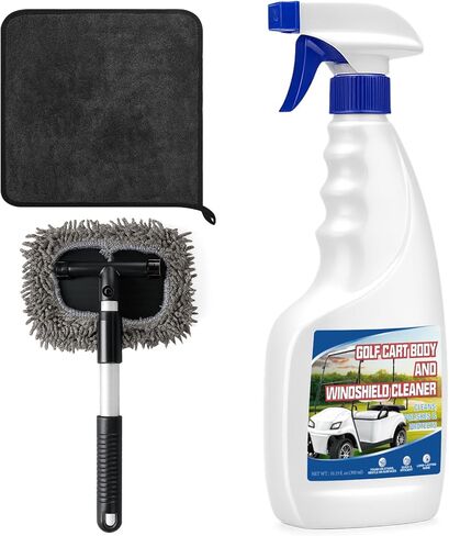 4 Pcs Golf Cart Cleaner Kit, Golf Cart Body Windshield Polish Cleaner with Cleaning Brush Towels, Removes Hard Water Stains, Battery Acid, Grease, Lubricates & Rust Proofs in Saudi Arabia