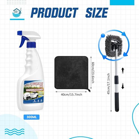 4 Pcs Golf Cart Cleaner Kit, Golf Cart Body Windshield Polish Cleaner with Cleaning Brush Towels, Removes Hard Water Stains, Battery Acid, Grease, Lubricates & Rust Proofs in Saudi Arabia