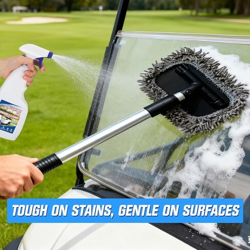 4 Pcs Golf Cart Cleaner Kit, Golf Cart Body Windshield Polish Cleaner with Cleaning Brush Towels, Removes Hard Water Stains, Battery Acid, Grease, Lubricates & Rust Proofs in Saudi Arabia