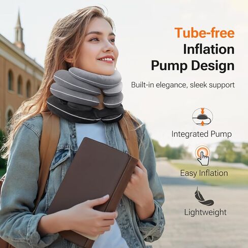Built-in Inflatable Neck Stretcher with High-Front & Low-Back for Effective Traction, Neck Decompression Devices with 3-Layer Chambers in Varied Sizes, Cervical Traction Device for Home Use in Saudi Arabia