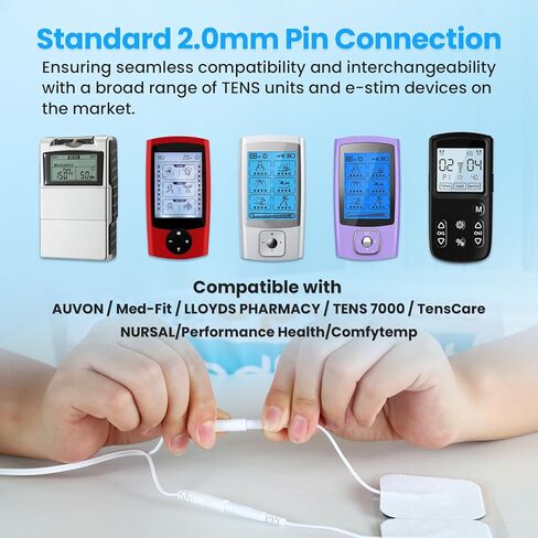 20-Pack TENS Electrode Pads, 2x4 Electrodes Pads, 2x2 Inch Square and Round TENS Machine Replacement Pads, Standard 2.0mm Pin Connector for TENS Units and Electrical Muscle Stimulation in Saudi Arabia