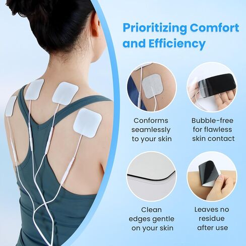 20-Pack TENS Electrode Pads, 2x4 Electrodes Pads, 2x2 Inch Square and Round TENS Machine Replacement Pads, Standard 2.0mm Pin Connector for TENS Units and Electrical Muscle Stimulation in Saudi Arabia
