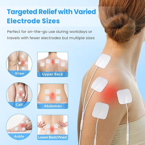 20-Pack TENS Electrode Pads, 2x4 Electrodes Pads, 2x2 Inch Square and Round TENS Machine Replacement Pads, Standard 2.0mm Pin Connector for TENS Units and Electrical Muscle Stimulation in Saudi Arabia