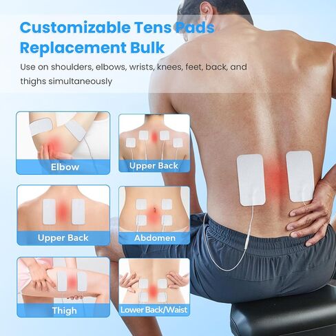 20-Pack TENS Electrode Pads, 2x4 Electrodes Pads, 2x2 Inch Square and Round TENS Machine Replacement Pads, Standard 2.0mm Pin Connector for TENS Units and Electrical Muscle Stimulation in Saudi Arabia